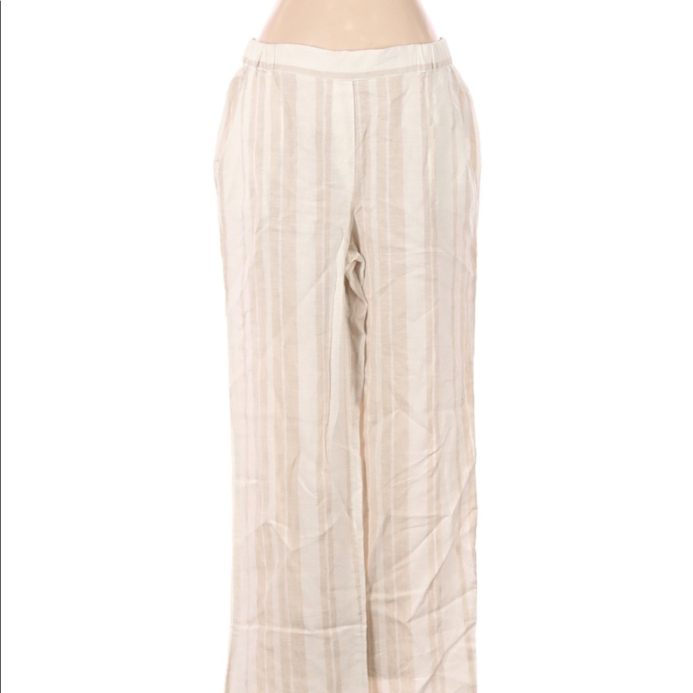 Ellen Tracy Linen Pants. US 14. Ivory and white